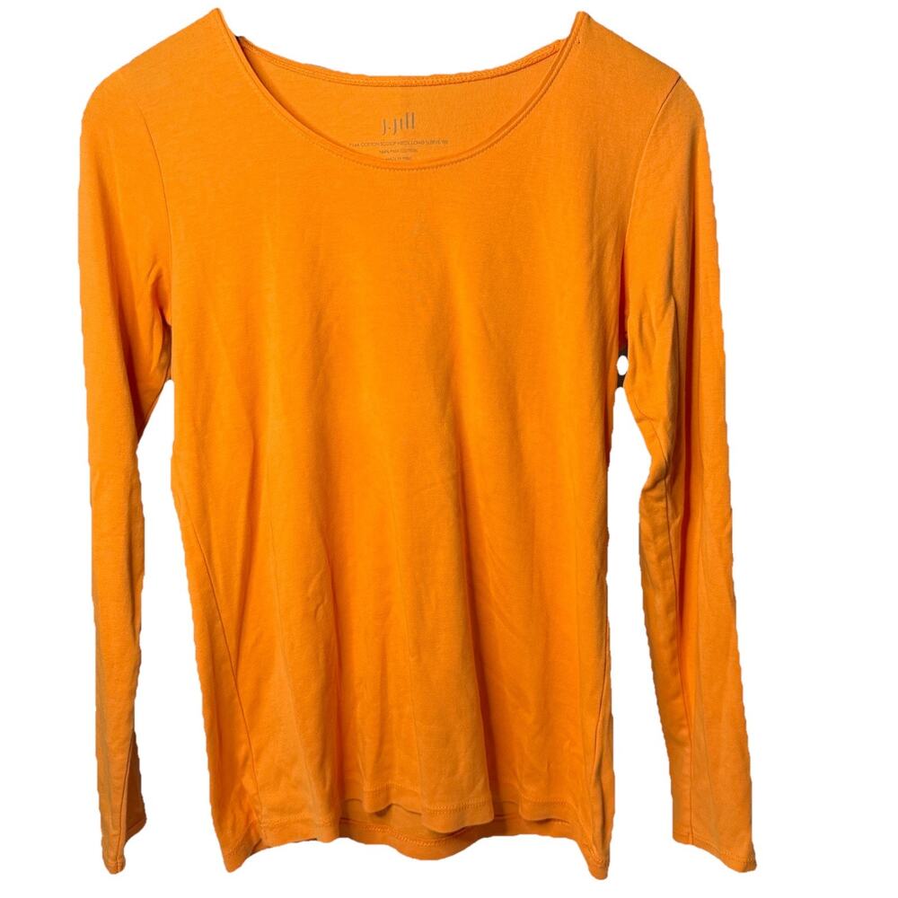 J Jill Woman’s Size Small 100% Pima Cotton Long Sleeve Scoop Neck Orange Tee